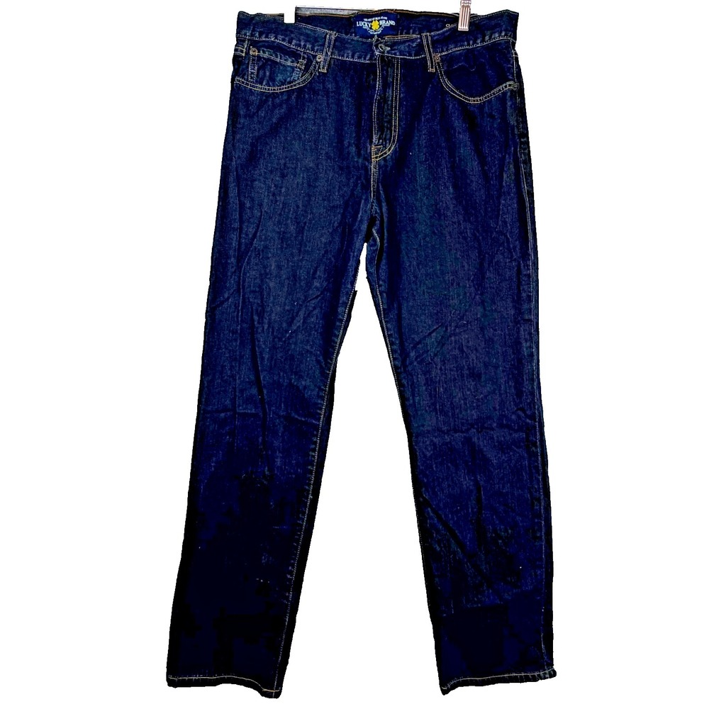Lucky Brand Jeans Men 34 Blue Dark Wash Denim‎ Cotton Classic Straight Leg